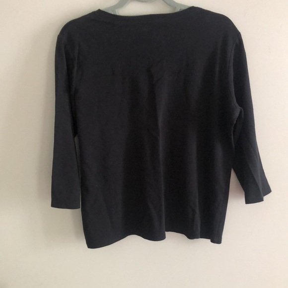 L.L.Bean Women's Black Soft Cotton V Neck Size L Reg - Picture 2 of 9